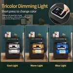 High Gloss LED Nightstand with USB Ports