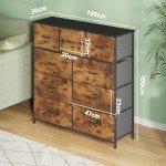 Tall 9-Drawer Fabric Storage Tower - Walnut