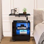 High Gloss LED Nightstand with USB Ports