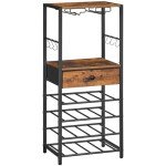Freestanding 16-Bottle Wine Rack with Drawer
