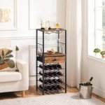 Freestanding 16-Bottle Wine Rack with Drawer