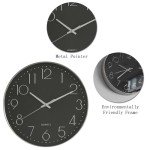 Modern Silent Wall Clock - 12 Inch Black Decor