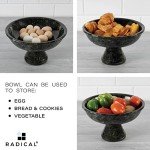 Black Marble Fruit Bowl - 12x8 Inch Decor
