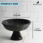 Black Marble Fruit Bowl - 12x8 Inch Decor