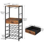 Freestanding 16-Bottle Wine Rack with Drawer