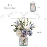 Silk Dahlia Flower Arrangement in Glass Vase