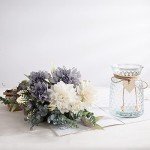 Silk Dahlia Flower Arrangement in Glass Vase