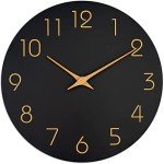 Large Black Wall Clock with Rose Gold Numbers