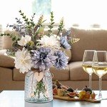 Silk Dahlia Flower Arrangement in Glass Vase