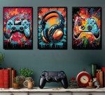 Retro Video Game Wall Art Set for Gamers