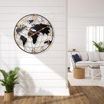 Large Metal World Map Wall Clock - 24 Inch