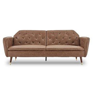 Sarantino Brown Faux Velvet Sofa Bed Couch