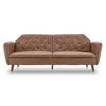 Sarantino Brown Faux Velvet Sofa Bed Couch