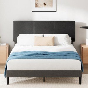 Zinus Queen Size Grey Fabric Bed Frame