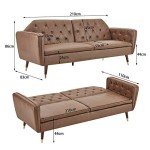Sarantino Brown Faux Velvet Sofa Bed Couch
