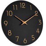 Large Black Wall Clock with Rose Gold Numbers
