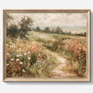 Vintage Wildflower Field Wall Art Poster Print