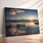 Tranquil Sunrise Lake Canvas Wall Art 100x50cm