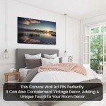 Tranquil Sunrise Lake Canvas Wall Art 100x50cm
