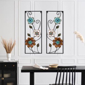 Colorful Flower Metal Wall Art Set of 2