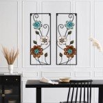 Colorful Flower Metal Wall Art Set of 2