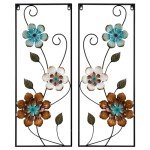 Colorful Flower Metal Wall Art Set of 2