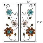Colorful Flower Metal Wall Art Set of 2