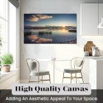 Tranquil Sunrise Lake Canvas Wall Art 100x50cm