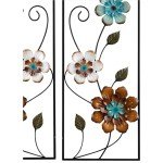 Colorful Flower Metal Wall Art Set of 2