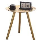 Gold Round Side Table with 3 Legs