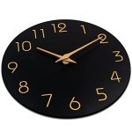 Large Black Wall Clock with Rose Gold Numbers