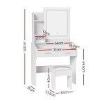 White LED Mirror Dressing Table and Stool Set