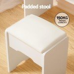 White LED Mirror Dressing Table and Stool Set