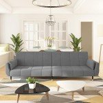 Light Grey Velvet 2-Seater Sofa Bed with Pillows
