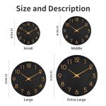 Large Black Wall Clock with Rose Gold Numbers