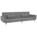 Light Grey Velvet 2-Seater Sofa Bed with Pillows