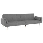 Light Grey Velvet 2-Seater Sofa Bed with Pillows