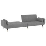 Light Grey Velvet 2-Seater Sofa Bed with Pillows