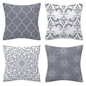 Set of 4 Soft Grey Cushion Covers 45x45cm