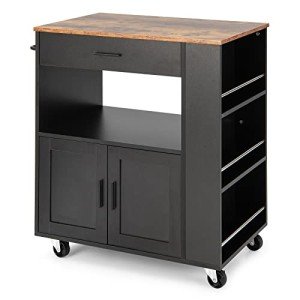 Rolling Kitchen Island Cart with Drawer & Towel Rack