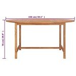 Teak Wood Outdoor Garden Table - 150x76cm Brown