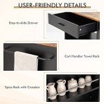 Rolling Kitchen Island Cart with Drawer & Towel Rack