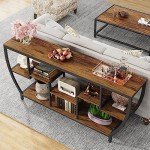 Rustic Industrial 70.9-Inch Console Table with Shelves