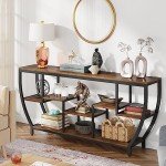 Rustic Industrial 70.9-Inch Console Table with Shelves