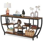 Rustic Industrial 70.9-Inch Console Table with Shelves