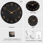Large Black Wall Clock with Rose Gold Numbers