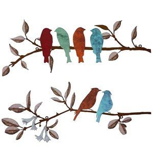 Colorful Metal Birds Wall Art Sculpture Set