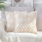 Beige Faux Fur Throw Pillow Covers - 18x18