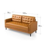 Mid-Century Brown Leather 3-Seater Sofa Couch