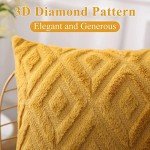 Mustard Yellow Faux Fur Throw Pillow Covers - Set of 2